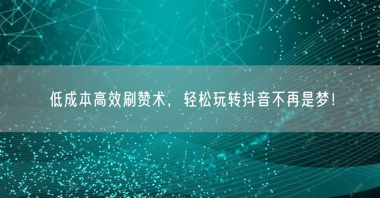 低成本高效刷赞术，轻松玩转抖音不再是梦！