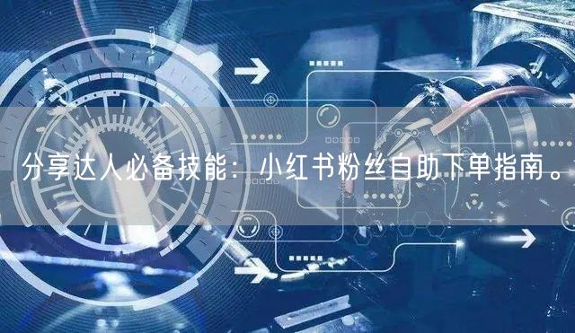 分享达人必备技能：小红书粉丝自助下单指南。