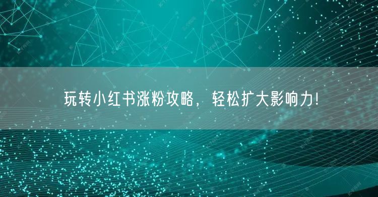 玩转小红书涨粉攻略，轻松扩大影响力！