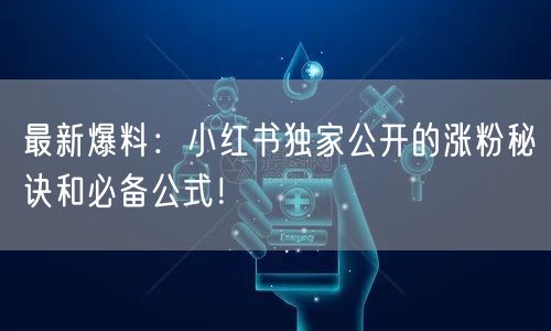 最新爆料：小红书独家公开的涨粉秘诀和必备公式！